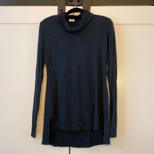 Cabi Navy Cowl neck tunic soft long sleeve tee shirt